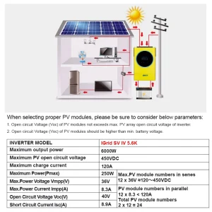 5.6 kw Invertor Hibrid Easun 120A MPPT 48 V Ieșire monofazat WiFi inclus — 2